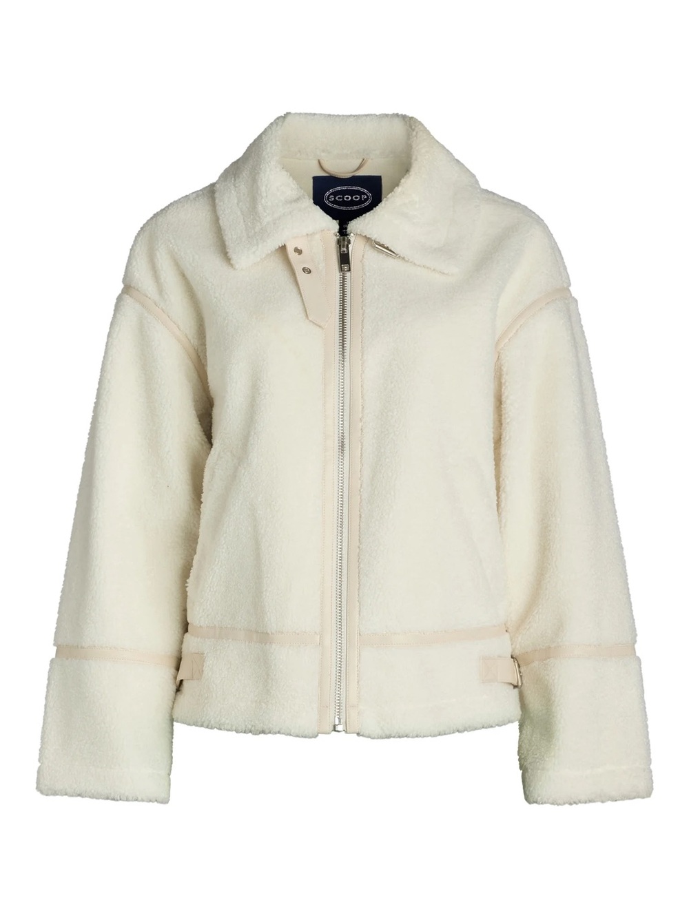 Scoop Cream Sherpa Bomber/Moto Jacket